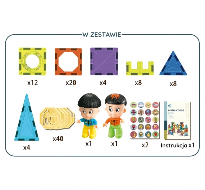 Set de construcții magnetice Woopie castel 98 piese