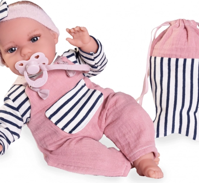 Păpușa realistă bebeluș Antonio Juan Toneta cu sunete și corp moale textil - 34 cm