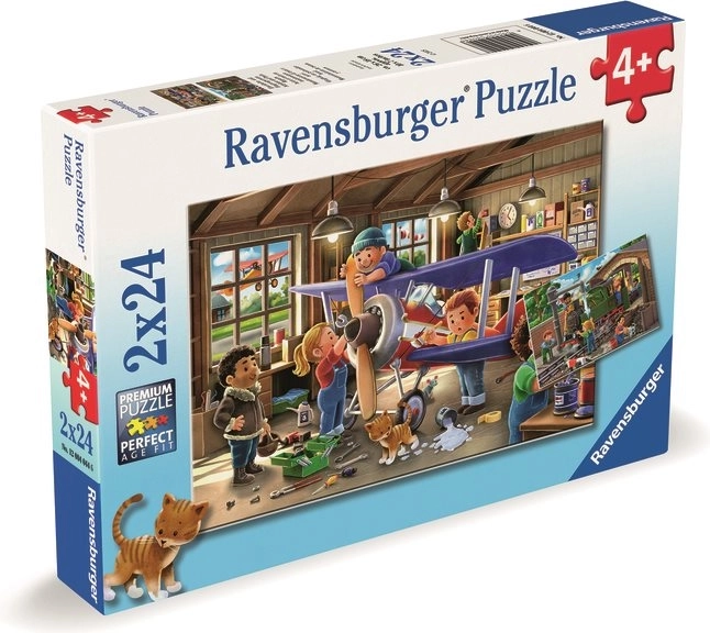 Puzzle reparație avioane și trenuri Ravensburger