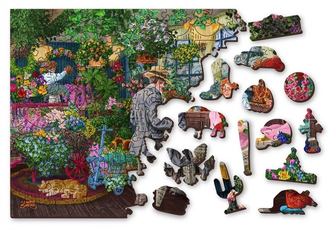 Puzzle din lemn florărie 2 în 1, 400 piese