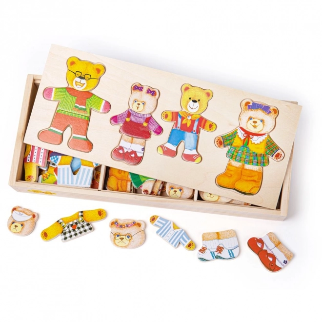 Puzzle îmbrăcat Familia Ursuleților Bigjigs Toys