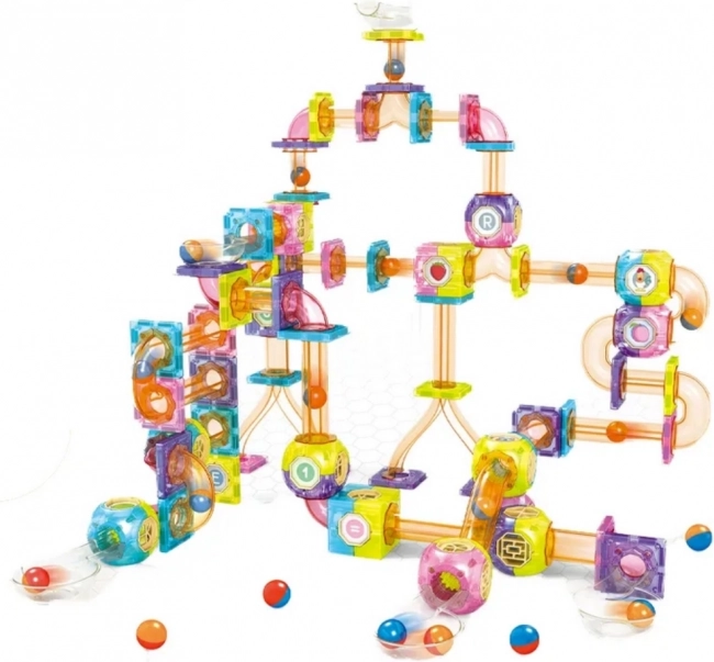 Woopie Set de Construcție Magnetică Șine pentru Bilă 89 de piese