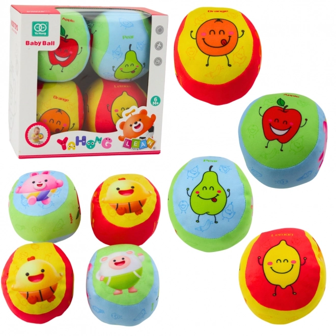 Set de mingi moi pentru copii cu modele de fructe