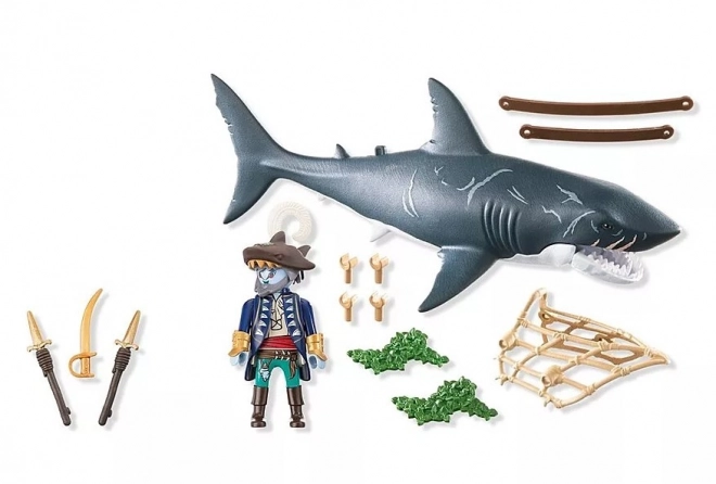 Set figurine pirați cu rechin gigant