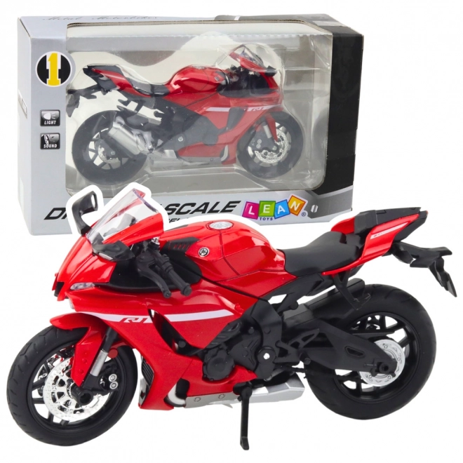 Motocicletă sport metalică Roșie R1 1:12