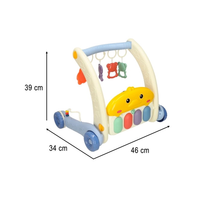 Minge educativă push walker cu pian 2 în 1 Bibi-inn gri – Albastru