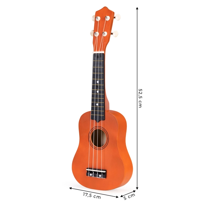 Chitară ukulele din lemn pentru copii cu 4 corzi din nailon ecotoys