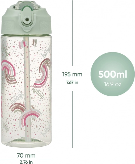Sticlă Tritan pentru băut cu pai Curcubeu 500 ml