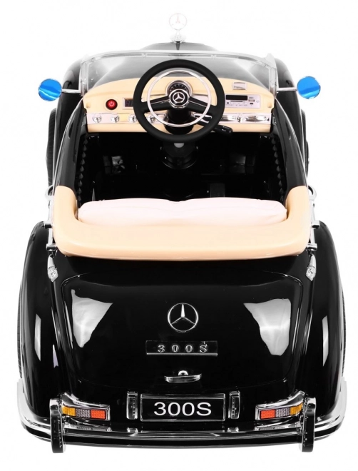 Mercedes Benz 300S Retro pentru copii Vopsea neagră + telecomandă + EVA + pornire lentă + LED MP3