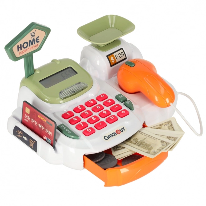 Casă de marcat pentru copii supermarkete cu accesorii 36 buc