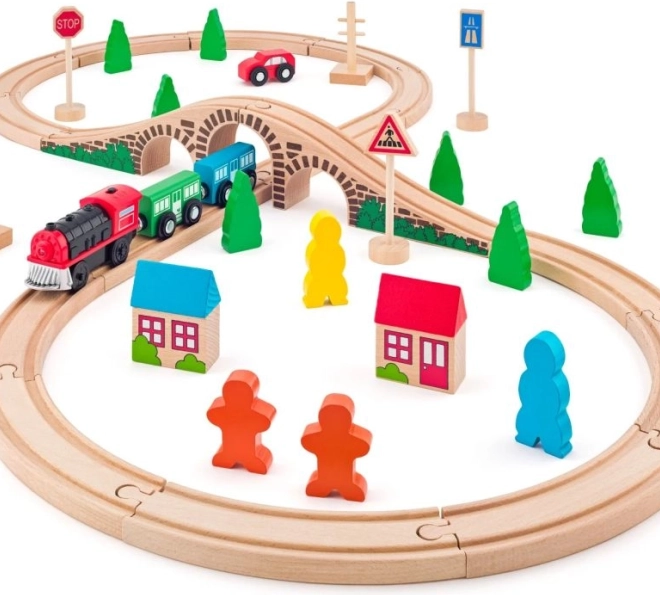 Woody Circuit feroviar în formă de opt cu locomotivă electrică