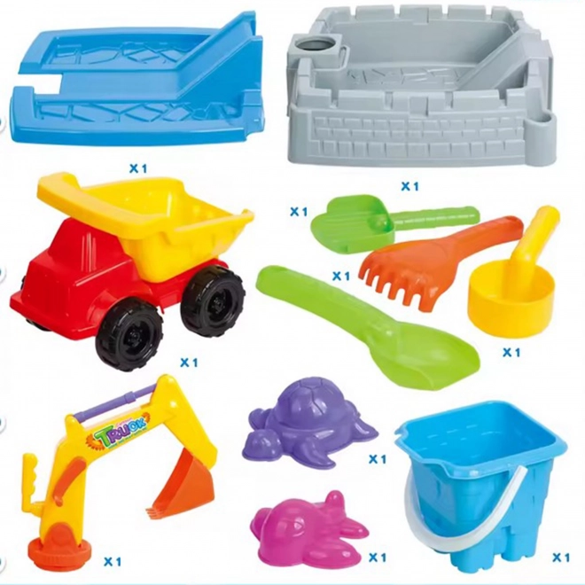 Nisipieră portabilă WOOPIE Castelu cu 9 accesorii