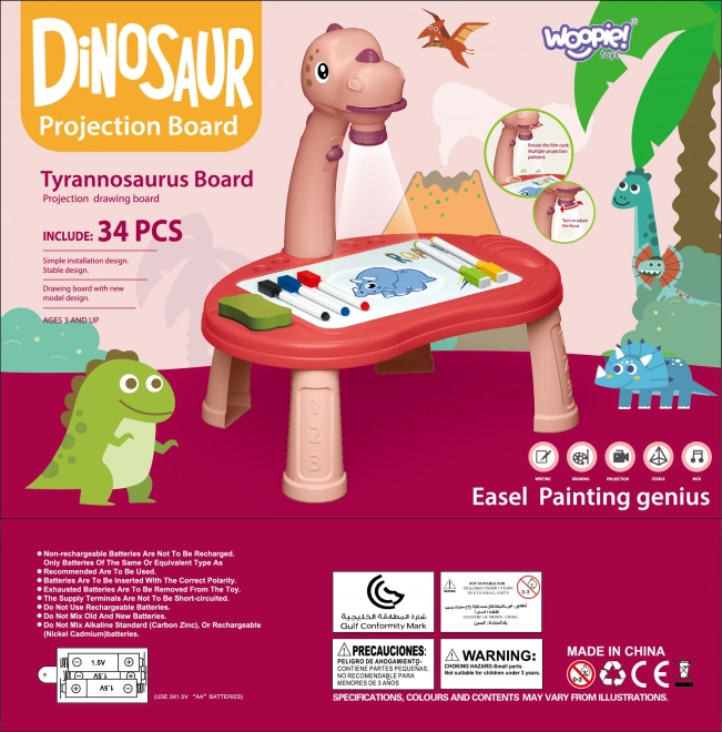 Tablă de desen Proiector Dinozaur cu 24 de modele și două jocuri