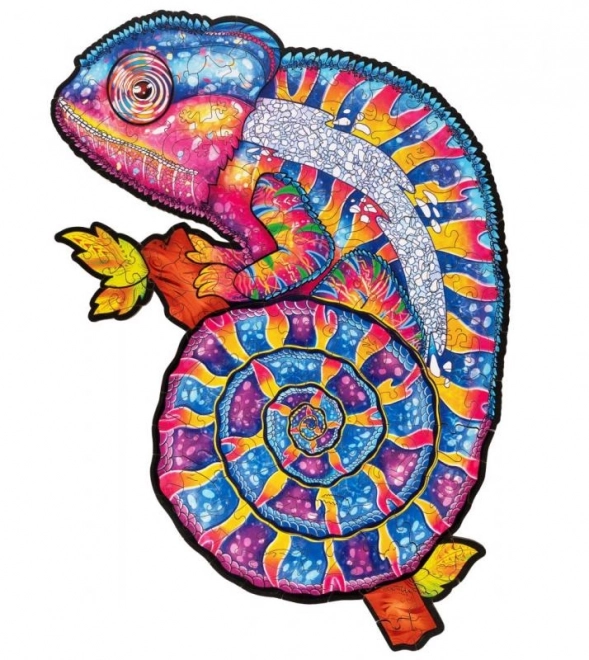 Puzzle de lemn colorat - Cameleon hipnotic