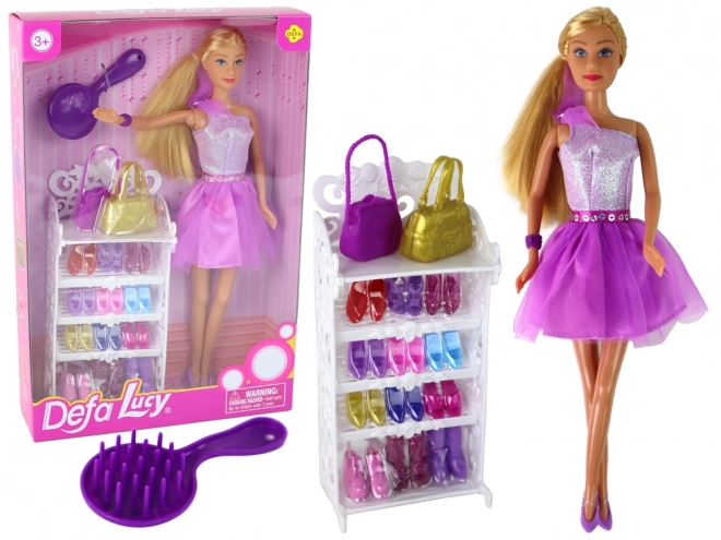 Rochie pentru păpușa Lucy Set pantofi mov strălucitori