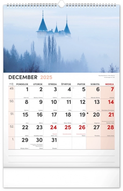 calendar de perete scene pitorești din slovacia 2025 cu calendar extra mare