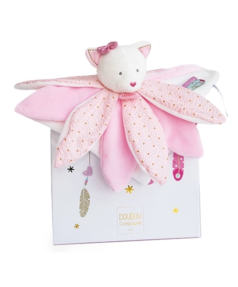 Doudou set cadou - pisicuță roz din pluș 26 cm