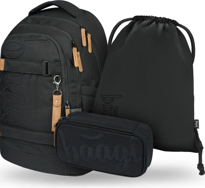 Set Școlar Baagl Skate Max Darkness: Rucsac, Penar și Săculeț