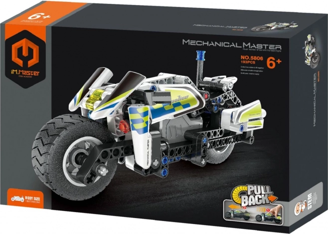 Set de construcție iM.Master motocicletă de poliție cu mecanism pull-back, 193 piese
