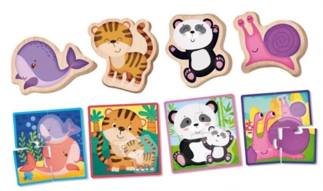 Puzzle din lemn Montessori cu animale