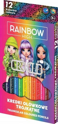 Creioane colorate triunghiulare 12 buc. ASTRA RAINBOW HIGH