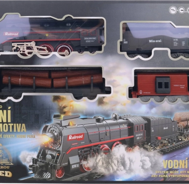 Set tren cu efect de abur pe baterii
