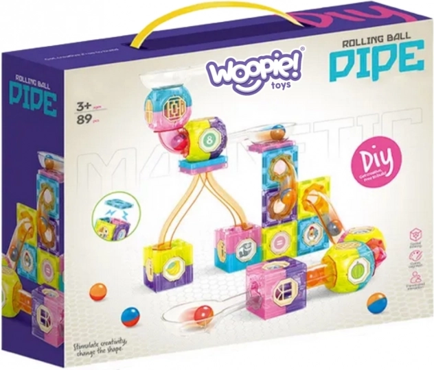 Woopie Set de Construcție Magnetică Șine pentru Bilă 89 de piese