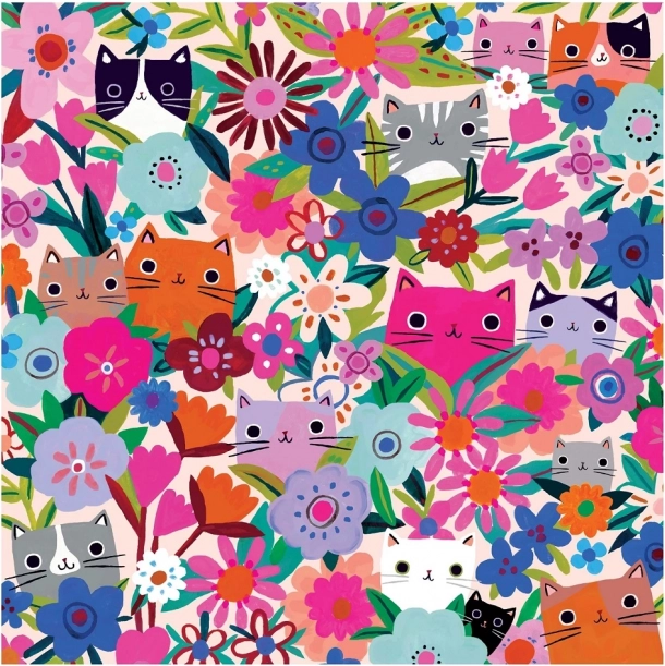 Puzzle Pisici în flori 500 de piese