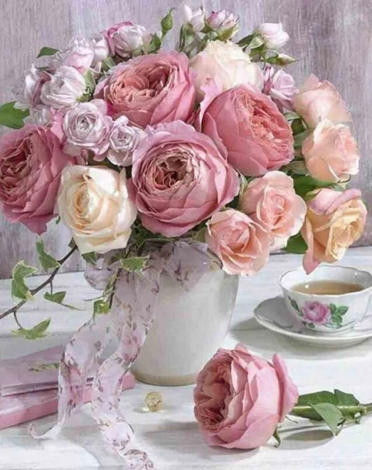 Set de pictură cu diamante - buchet de trandafiri
