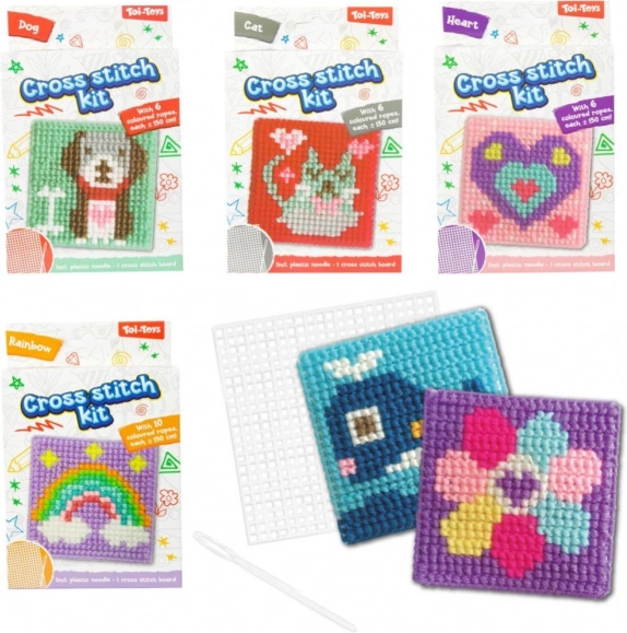 Set de broderie cu puncte în cruce, mix de tipuri în cutie