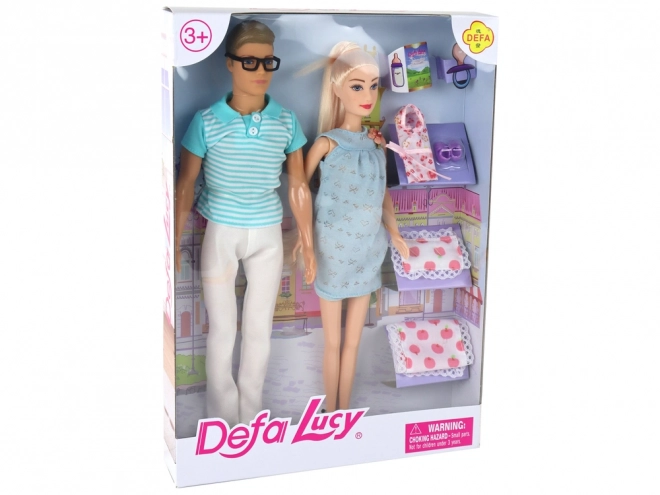 Păpușa de familie Băiat Fată păr blond Sarcină