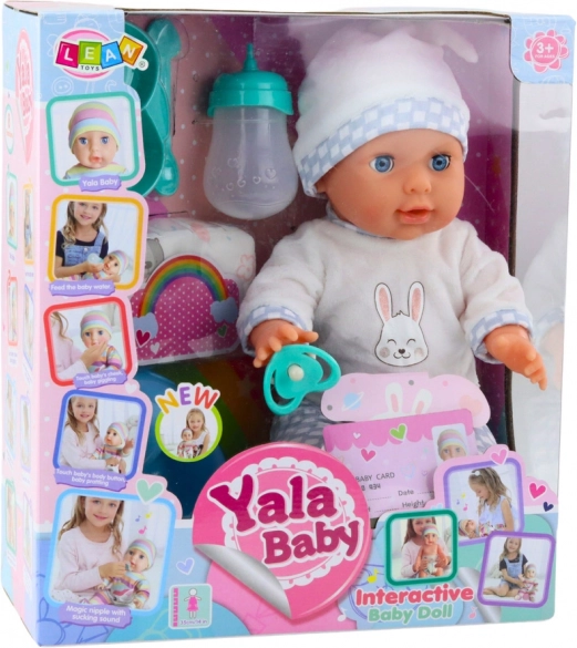 Păpușă bebeluș care face pipi cu accesorii și sunete