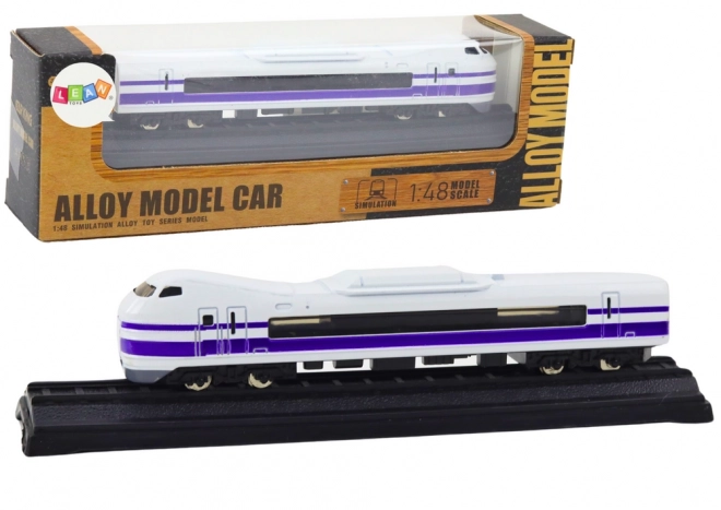 Model tren colecționabil metalic alb-violet