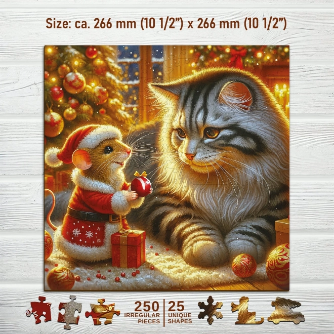 Puzzle din lemn Pisică și șoarece de la Wooden City, 250 de piese
