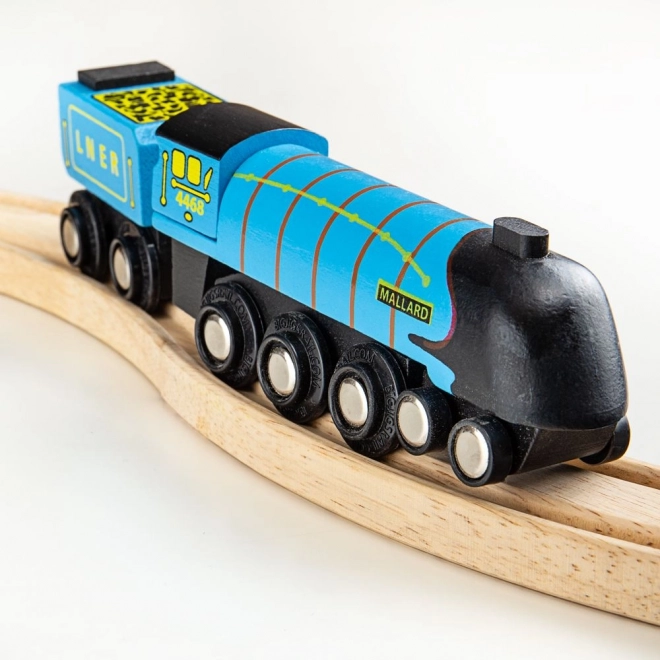 Locomotiva din lemn Mallard Bigjigs Rail cu 3 șine