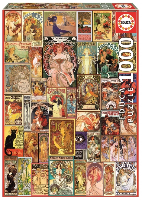 Puzzle colaj postere Art Nouveau 1000 piese