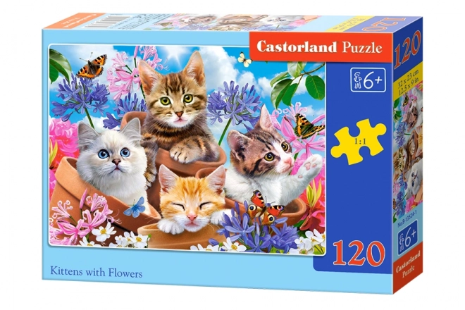 Puzzle Castorland Pisici în Flori 120 piese