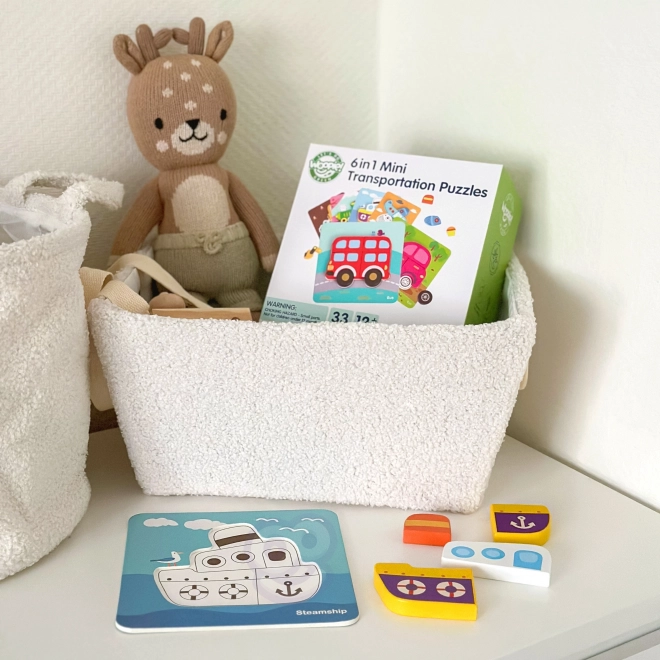 Puzzle din lemn pentru vehicule Woopie Montessori FSC