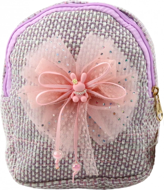 Rucsac drăguț pentru copii cu fundă și iepuraș violet 21 cm 2L