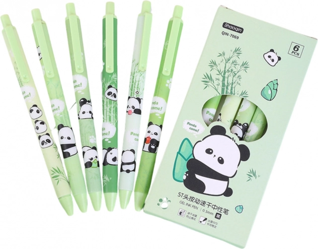 Set de Pixuri Gel Panda Bambus 6buc
