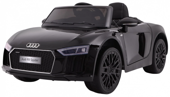 Audi R8 Spyder pe bază de baterii Lak Negru + Telecomandă + EVA + Start Lent + Radio MP3 + LED diode