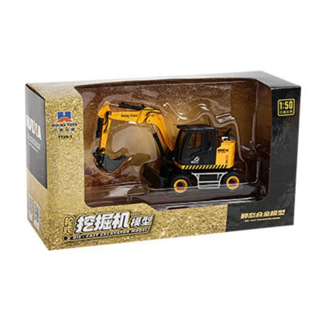 Excavator metalic cu roți cu lamă de zăpadă Huina 1:50