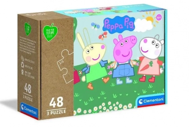 Puzzle CLEMENTONI Play For Future Peppa Pig 3x48 Piese