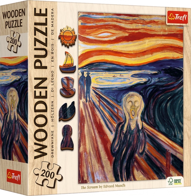 Puzzle din lemn, față-verso, TREFL – Edvard Munch: Strigătul, 200 piese
