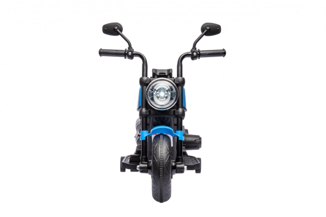 Motocicletă Chopper FASTER cu acumulator pentru copii albastră cu Radio FM și LED