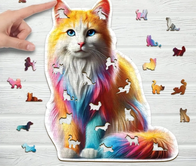 Puzzle de lemn Pisica Curcubeu 250 piese