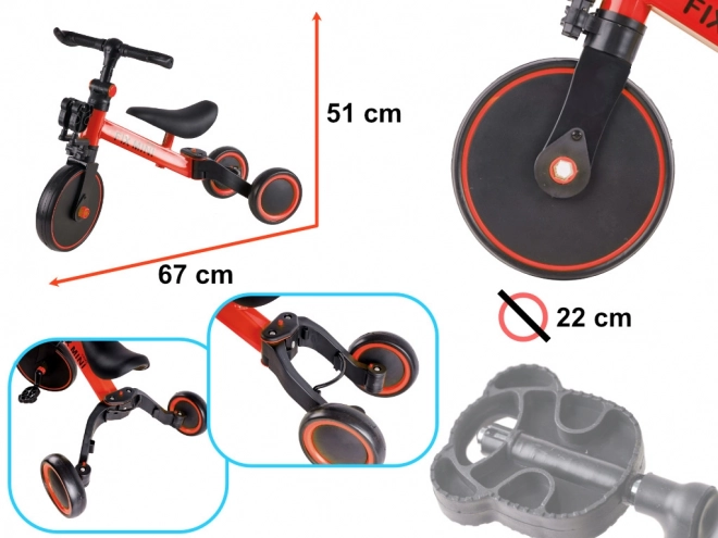 Tricicletă Pliabilă 3în1 Trike Fix Mini Albă – Roșu