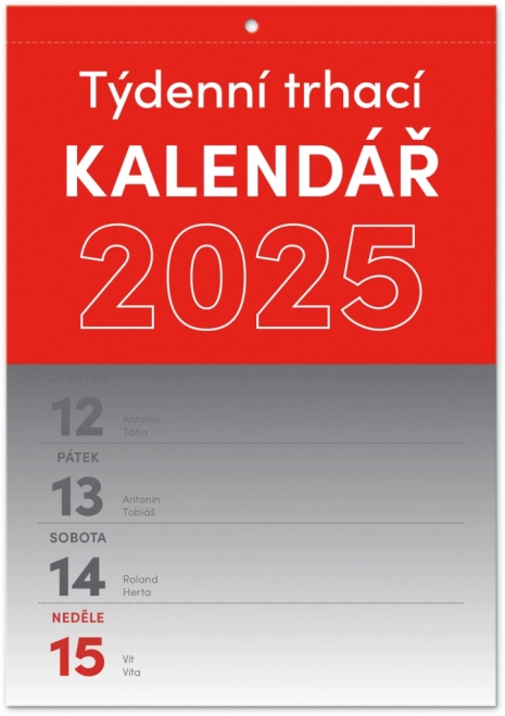 Calendar de perete săptămânal detasabil 2025