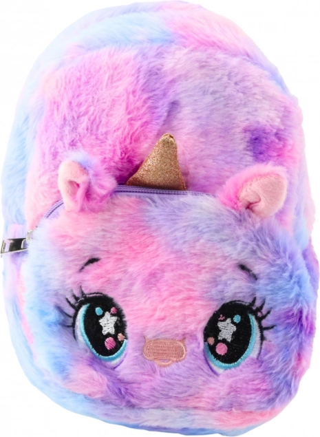 Rucsac de pluș pentru copii Unicorn albastru-roz pastel 20cm 3L