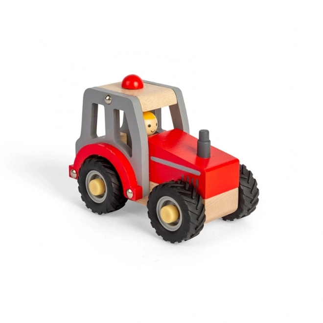 Tractor roșu din lemn Bigjigs Toys